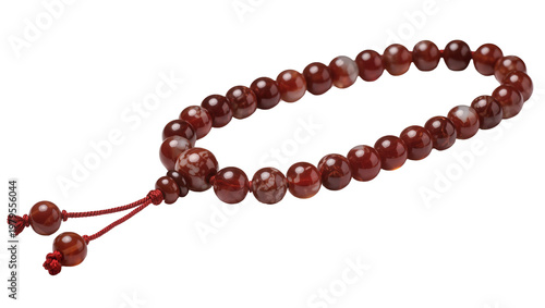 Red Jasper Bead Bracelet with Tassels and Red Cord
