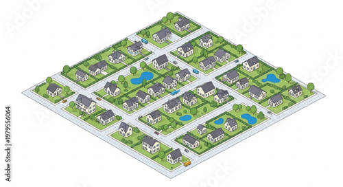 Houses in a Suburban Neighborhood.