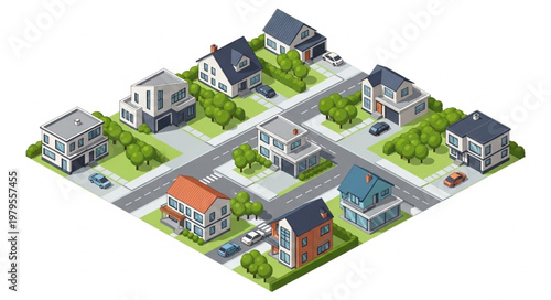 Houses on a city block.