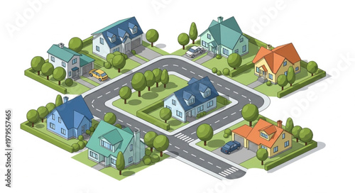Houses on a cul-de-sac street.