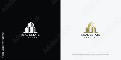 Modern Real Estate Logo with Abstract Buildings