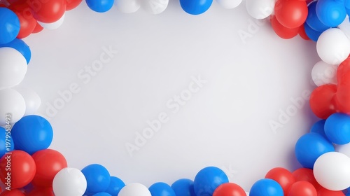 4th of July Balloon Frame Background with Copy Space Red White Blue Border