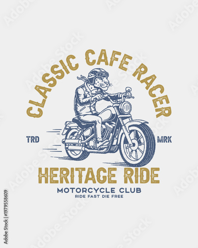 Vintage Cafe Racer Motorcycle Club Heritage Ride Design.