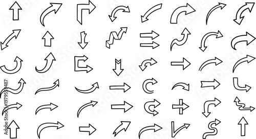 A collection of black and white arrows
