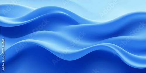 Abstract blue waves with a soft flowing texture and smooth silk pattern create a digital art backdrop of wavy motion and light