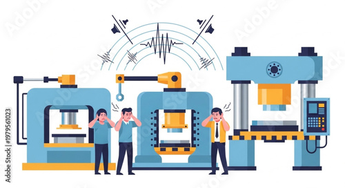Industrial workers operating heavy machinery.