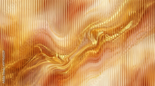 Ribbed glass texture background in luxury style. A collection of abstract linear backgrounds, including liquid gold, marble waves, amber gradients, vertical lines, corrugated glass