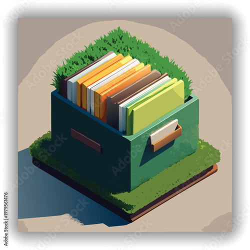 Green Grass Magazine Holder Organizer