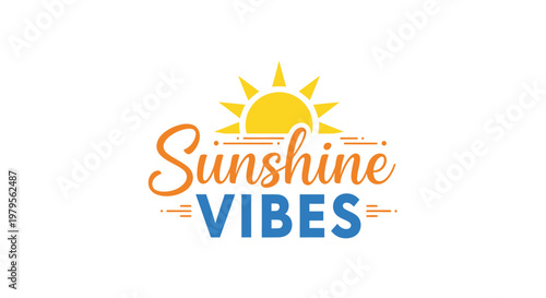 Sunshine, happy, positive vibes, yellow, orange, logo, typography, vector icon