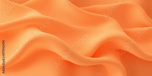 A flowing golden silk fabric background features soft satin waves and a liquid texture with yellow light curves for a decorative textile material backdrop