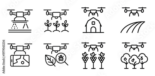 Agricultural drones spraying surveying monitoring fields