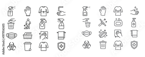 Hygiene and sanitation icons for health safety