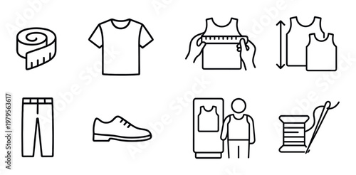 Clothing measurement and apparel icons for garment fitting