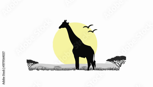 a giraffe standing in an African savanna