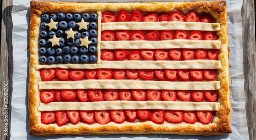 Wallpaper Mural Delicious american flag fruit tart with blueberries and strawberries on pastry crust. Torontodigital.ca