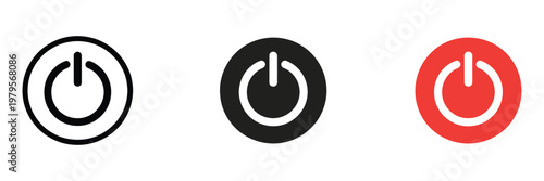 Power button icon set, ON and OFF icon, energy symbol concept, line and flat vector style, simple glyph interface icons