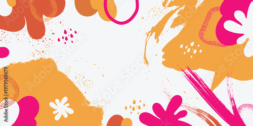 Cute doodle pattern background with abstract shapes and dots. Modern vector pattern for Banner, Flyer, Cover...	

