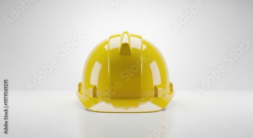 Wallpaper Mural Yellow construction hard hat front view clean studio background safety equipment. Torontodigital.ca