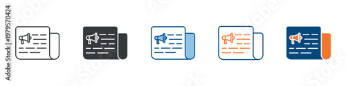 News Paper Icon Set Multiple Style Collection