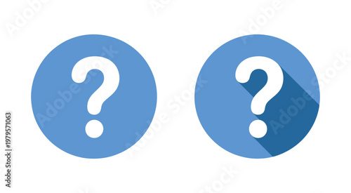 Question mark icon with long shadow, FAQ interrogative sign symbol, modern flat vector illustration