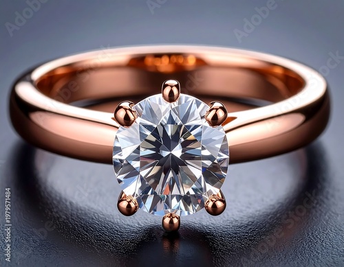 Elegant Rose Gold Diamond Engagement Ring Close-up.