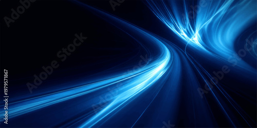 A glowing abstract blue background featuring dark textures and digital wave lines that create a motion design with light energy rays for a professional wallpaper backdrop