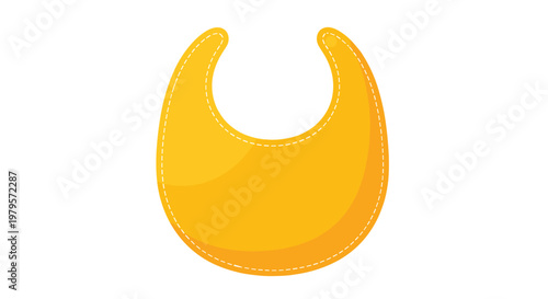 Vector illustration of a yellow baby bib with white stitching, an essential accessory for infants during feeding time.