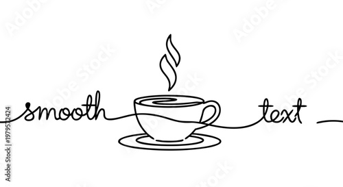 A hot espresso coffee cup with steam and roasted beans is a brown cafe beverage illustration and vector icon symbol for a caffeine break