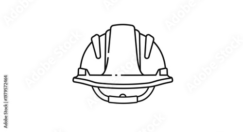 Line art illustration of a construction safety helmet or hard hat, a necessary piece of protective gear on work sites.