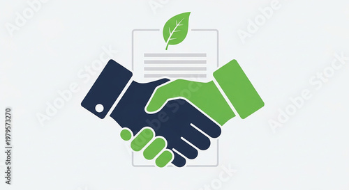 Green Business Partnership Handshake for Sustainable ESG Agreement