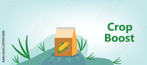 Crop boost themed design concept, likely used for farm product packaging marketing banner, vector illustration