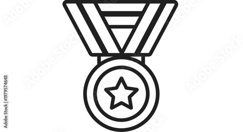 Medal with star symbol on ribbon.