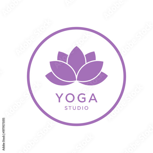 Yoga studio logo with lotus flower.