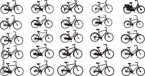 Bicycles and motorcycles in a seamless pattern illustration