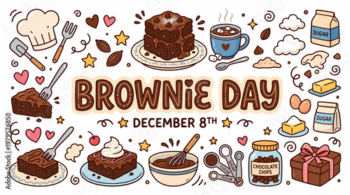 Brownie Day December 8th Celebration - Delicious Desserts and Baking Elements