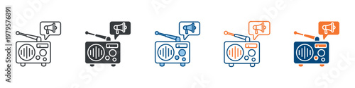 Radio Icon Set Multiple Style Collection