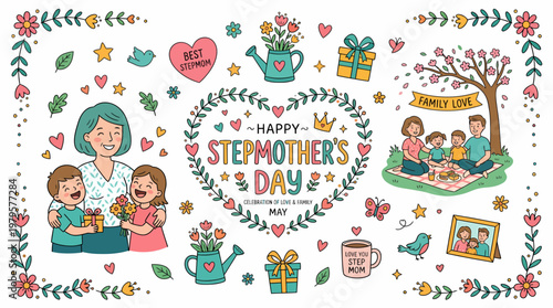 Happy Stepmother's Day Illustration: Family Love & Celebration
