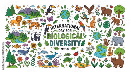 International Day for Biological Diversity May 22 Doodle Art