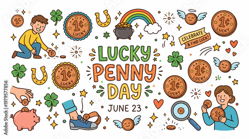 Lucky Penny Day June 23 Illustration
