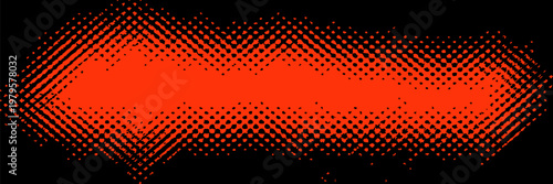 Dotted Background, red Pop-art Gradient Overlay. Grunge Halftone Background, Modern Pattern. Pixelated bitmap gradient texture. Black and red dither pattern. Vector illustration.