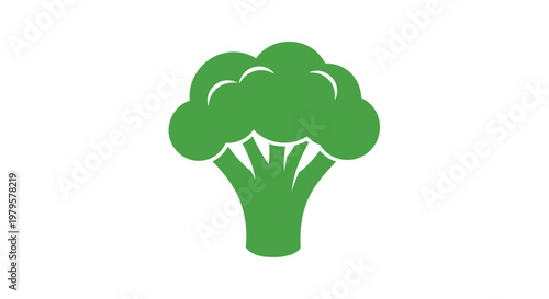 A vibrant green broccoli head depicted in a flat silhouette