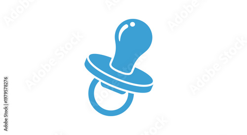 Blue baby pacifier illustration with a flat clean silhouette