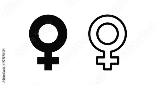Female gender symbols solid black and outlined versions a striking silhouette