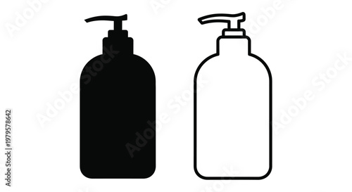 Two soap dispenser designs one filled and one outlined silhouette