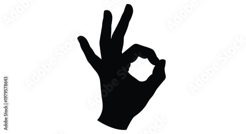 A black silhouette of a hand making an okay gesture silhouette