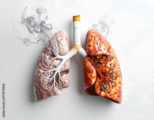 Damaged Lungs vs Healthy Lungs Comparison Smoking Effects.