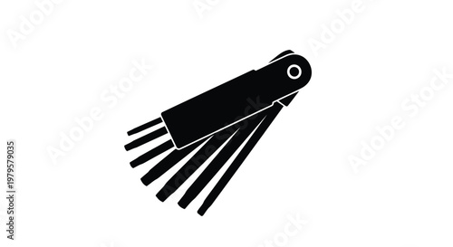 Black folding ruler with multiple sections a stark silhouette