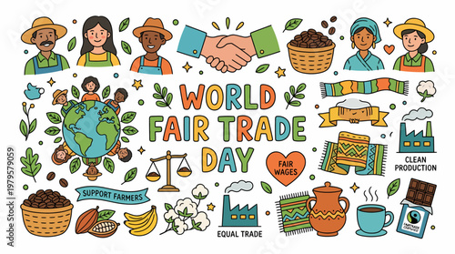 World Fair Trade Day Illustration - Global Partnership & Ethical Sourcing