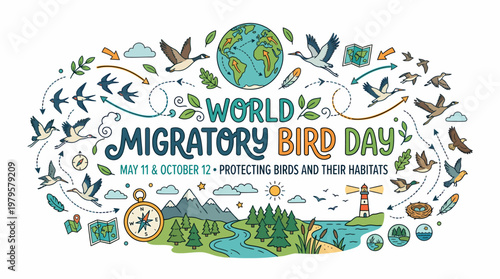 World Migratory Bird Day Illustration