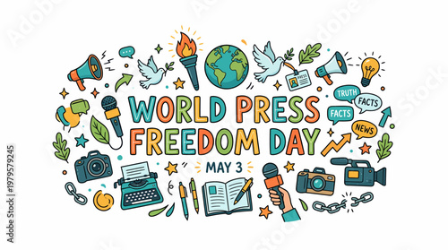 World Press Freedom Day Doodle with Symbols
